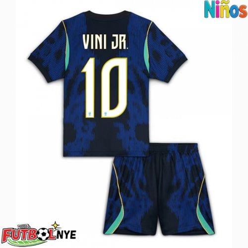 Camiseta Brasil Vinicius Junior #10 Visitante Equipación para niños Mundial 2026 manga corta (+ pantalones cortos)